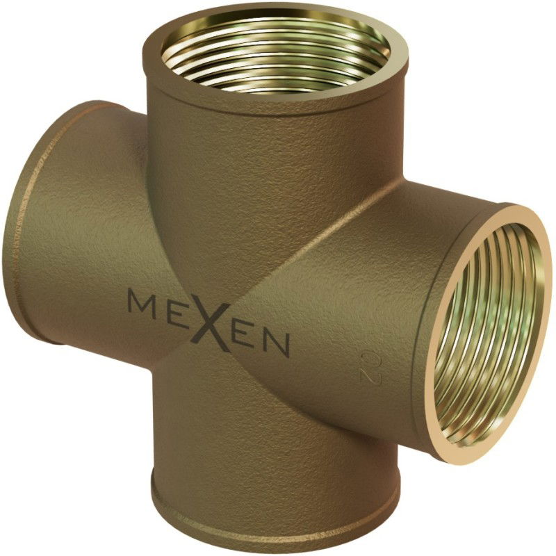 Mexen BRASS sárgaréz négyszeres csatlakozó 3/4" BB x 3/4" BB x 3/4" BB x 3/4" BB - W97418-34343434