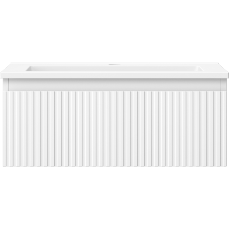 Mexen Rivel dulap baie 60 cm cu lavoar Otis, 1 sertar, canelat, alb mat - 91A20-06023-1-BF01-W18M01