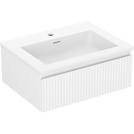 Mexen Rivel dulap baie 60 cm cu lavoar Otis, 1 sertar, canelat, alb mat - 91A20-06023-1-BF01-W18M01