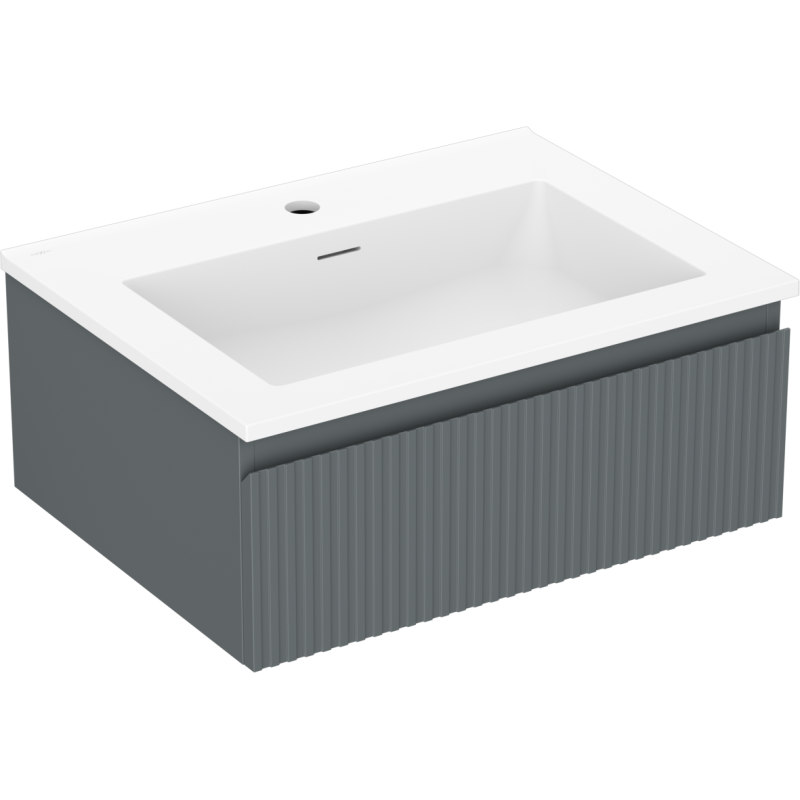 Mexen Rivel dulap de baie 60 cm cu lavoar Otis, 1 sertar, canelat, grafit mat/alb mat - 91A20-06023-1-BF66-W18M01