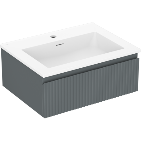 Mexen Rivel dulap de baie 60 cm cu lavoar Otis, 1 sertar, canelat, grafit mat/alb mat - 91A20-06023-1-BF66-W18M01