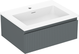 Mexen Rivel dulap de baie 60 cm cu lavoar Otis, 1 sertar, canelat, grafit mat/alb mat - 91A20-06023-1-BF66-W18M01
