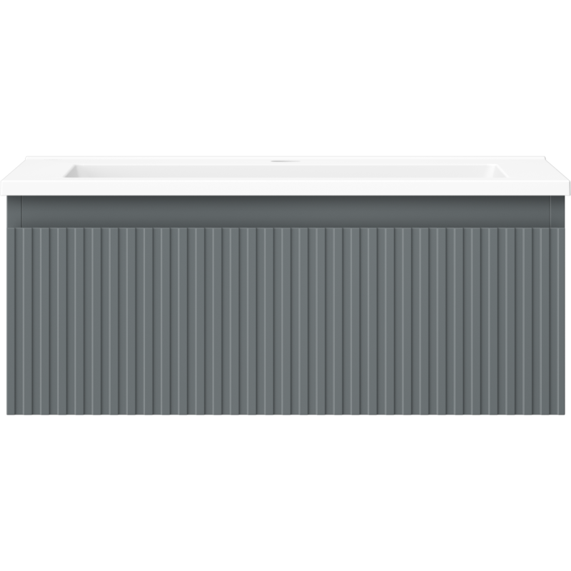 Mexen Rivel dulap baie 60 cm cu lavoar Otis, 1 sertar, cu riflaj, grafit mat/alb mat - 91A20-06023-1-BF66-W18M01