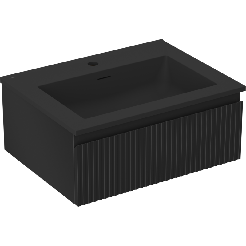 Mexen Rivel dulap baie 60 cm cu lavoar Otis, 1 sertar, canelat, negru mat - 91A20-06023-1-BF71-W18M71