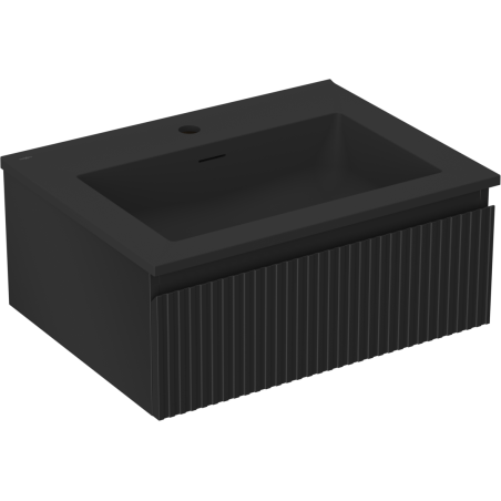 Mexen Rivel dulap baie 60 cm cu lavoar Otis, 1 sertar, canelat, negru mat - 91A20-06023-1-BF71-W18M71