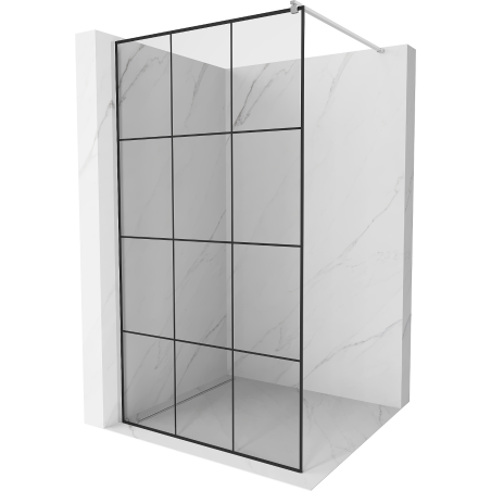 Perete de duș Mexen Kioto Walk-in 100 x 200 cm, grilaj negru 8 mm, crom - 800-100-101-01-77