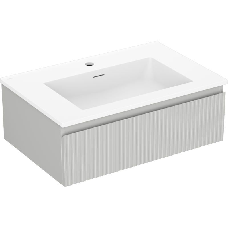 Mexen Rivel dulap baie 70 cm cu lavoar Otis, 1 sertar, riflat, gri mat/alb mat - 91A20-07023-1-BF62-W18M01