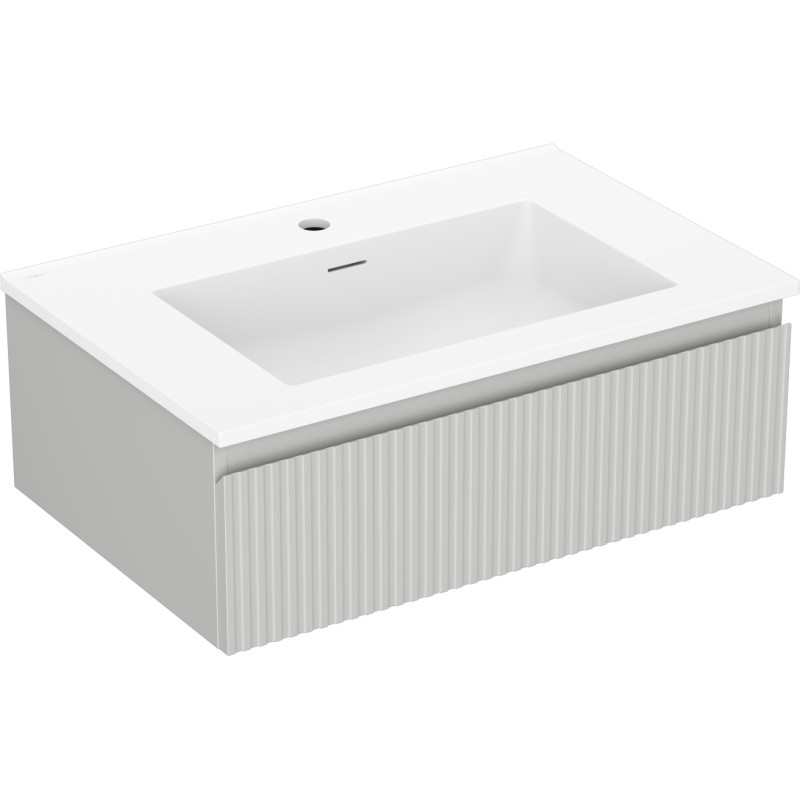 Mexen Rivel dulap de baie 70 cm cu chiuvetă Otis, 1 sertar, cu fațetă , gri mat/alb mat - 91A20-07023-1-BF62-W18M01