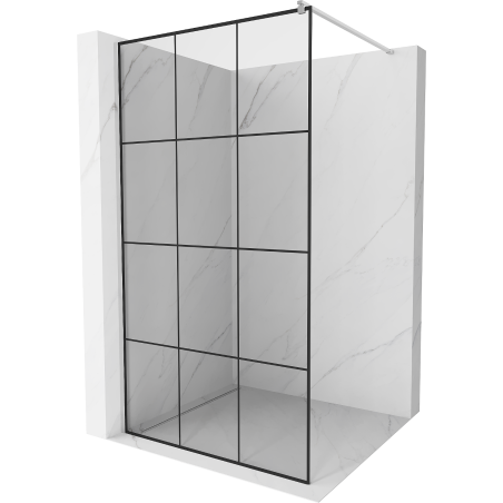 Mexen Kioto Walk-in zuhanyfal 120 x 200 cm, fekete rács, 8 mm, króm - 800-120-101-01-77