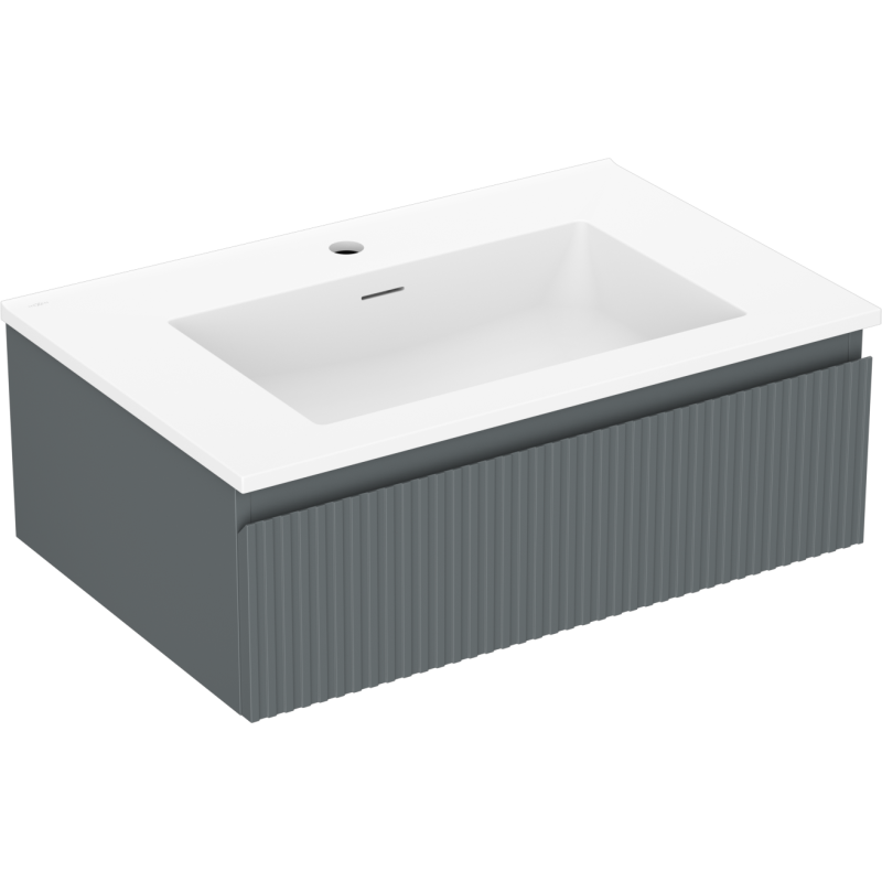 Mexen Rivel dulap baie 70 cm cu lavoar Otis, 1 sertar, texturat, grafit mat/alb mat - 91A20-07023-1-BF66-W18M01