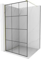 Mexen Kioto Perete de duș Walk-in 100 x 200 cm, grilaj negru 8 mm, auriu - 800-100-101-50-77