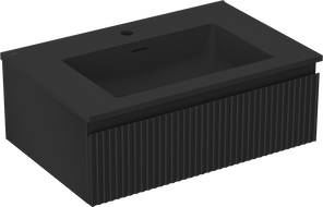 Mexen Rivel dulap baie 70 cm cu lavoar Otis, 1 sertar, riflat, negru mat - 91A20-07023-1-BF71-W18M71