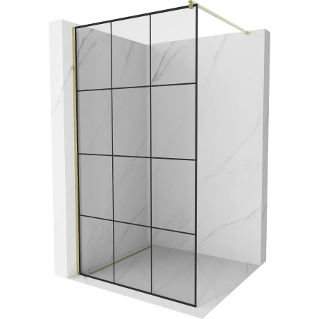 Mexen Kioto perete de duș Walk-in 120 x 200 cm, grilaj negru 8 mm, auriu - 800-120-101-50-77