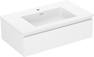 Mexen Rivel dulap baie 80 cm cu lavoar Otis, 1 sertar, frezat, alb mat - 91A20-08023-1-BF01-W18M01