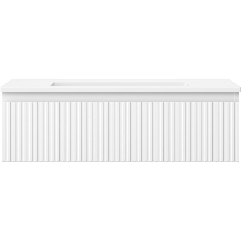 Mexen Rivel dulap de baie 80 cm cu lavoar Otis, 1 sertar, față canelată, alb mat - 91A20-08023-1-BF01-W18M01