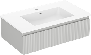 Mexen Rivel fürdőszobai szekrény 80 cm mosdóval Otis, 1 fiók, bordázott, szürke matt/fehér matt - 91A20-08023-1-BF62-W18M01