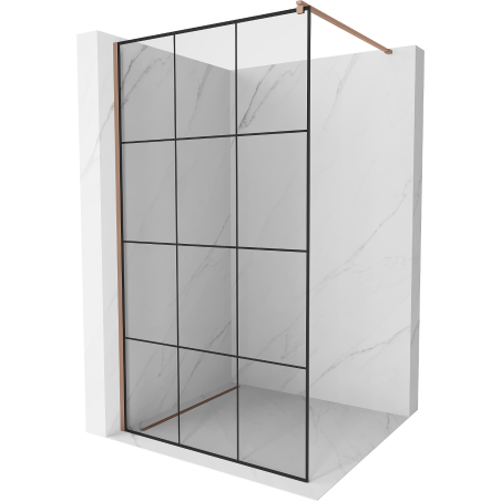 Mexen Kioto perete de duș Walk-in 100 x 200 cm, grilaj negru 8 mm, aur roz - 800-100-101-60-77