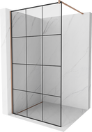 Mexen Kioto walk-in zuhanyfal 110 x 200 cm, fekete rács 8 mm, rózsaarany - 800-110-101-60-77