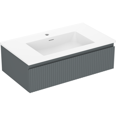 Mexen Rivel dulap baie 80 cm cu lavoar Otis, 1 sertar, fațetat, grafit mat/alb mat - 91A20-08023-1-BF66-W18M01