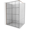 Mexen Kioto Walk-in zuhanyfal 130 x 200 cm, fekete rács 8 mm, rózsaarany - 800-130-101-60-77