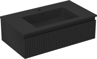 Mexen Rivel dulap baie 80 cm cu lavoar Otis, 1 sertar, structurat, negru mat - 91A20-08023-1-BF71-W18M71
