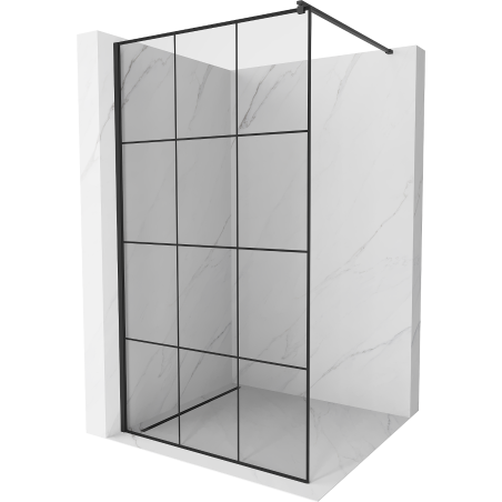 Mexen Kioto Walk-in zuhanyfal 100 x 200 cm, fekete rács, 8 mm, fekete - 800-100-101-70-77