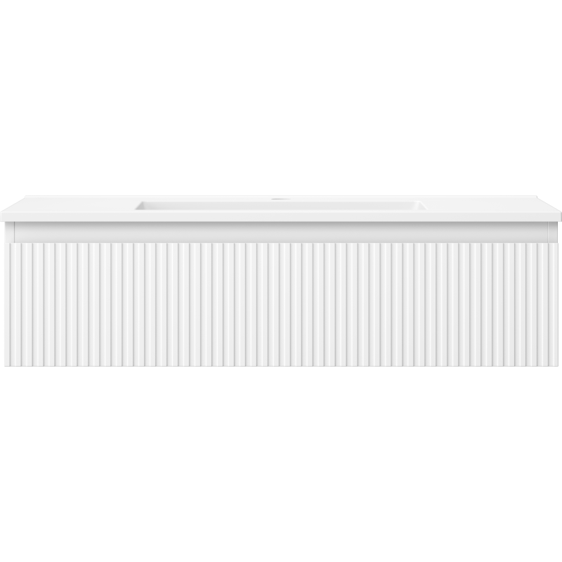 Mexen Rivel 90 cm-es fürdőszobai szekrény Otis mosdóval, 1 fiók, bordázott, fehér matt - 91A20-09023-1-BF01-W18M01