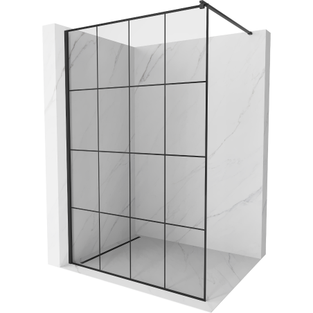 Mexen Kioto zuhanyfal Walk-in 130 x 200 cm, fekete rácsos 8 mm, fekete - 800-130-101-70-77