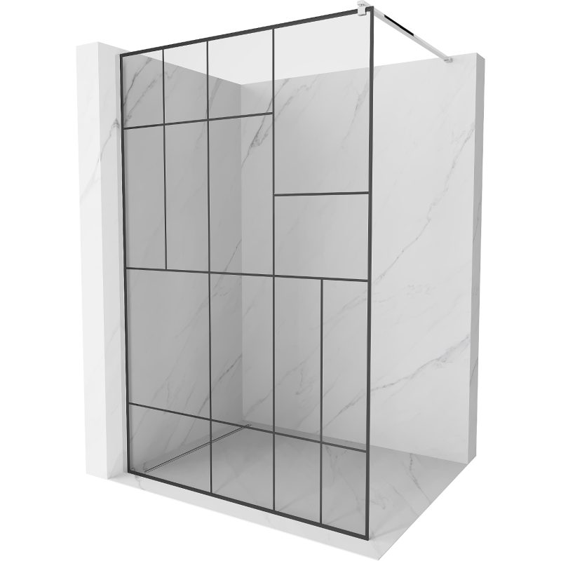 Mexen Kioto perete de duș 70 x 200 cm, transparent/Model negru 8 mm, Crom - 800-070-101-01-78