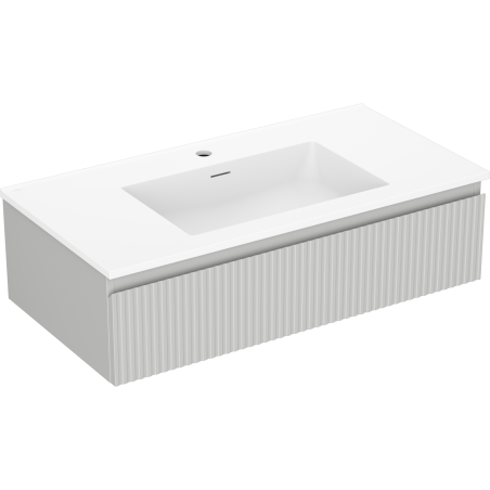 Mexen Rivel dulap baie 90 cm cu lavoar Otis, 1 sertar, striat, gri mat/alb mat - 91A20-09023-1-BF62-W18M01