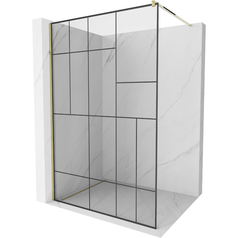 Mexen Kioto zuhanyfal Walk-in 90 x 200 cm, fekete minta 8 mm, arany - 800-090-101-50-78