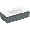 Dulap de baie Mexen Rivel 90 cm cu lavoar Otis, 1 sertar, canelat, grafit mat/alb mat - 91A20-09023-1-BF66-W18M01