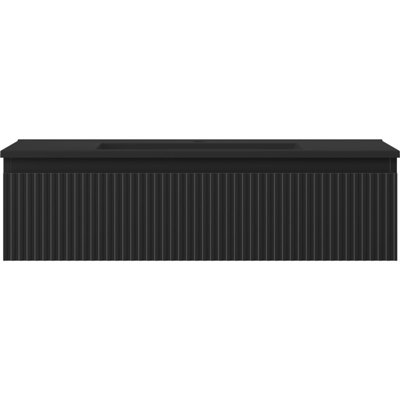 Mexen Rivel dulap de baie 90 cm cu lavoar Otis, 1 sertar, fațetat, negru mat - 91A20-09023-1-BF71-W18M71