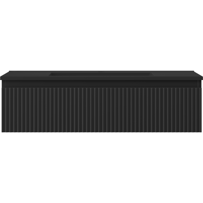 Mexen Rivel dulap de baie 90 cm cu lavoar Otis, 1 sertar, riflat, negru mat - 91A20-09023-1-BF71-W18M71