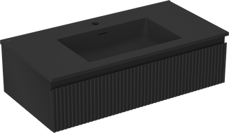Mexen Rivel dulap de baie 90 cm cu lavoar Otis, 1 sertar, riflat, negru mat - 91A20-09023-1-BF71-W18M71