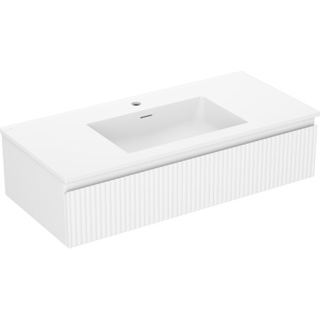 Mexen Rivel dulap baie 100 cm cu chiuvetă Otis, 1 sertar, canelat, alb mat - 91A20-10023-1-BF01-W18M01
