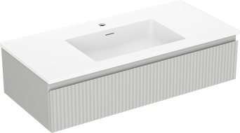 Dulap de baie Mexen Rivel 100 cm cu lavoar Otis, 1 sertar, canelat, gri mat/alb mat - 91A20-10023-1-BF62-W18M01