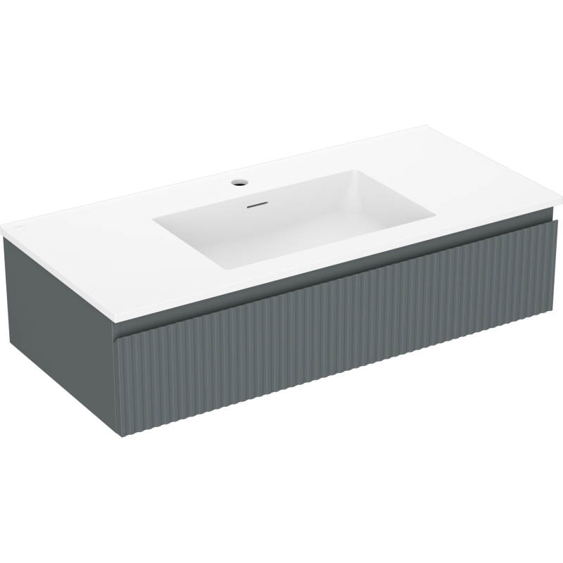 Mexen Rivel dulap baie 100 cm cu lavoar Otis, 1 sertar, canelat, grafit mat/alb mat - 91A20-10023-1-BF66-W18M01