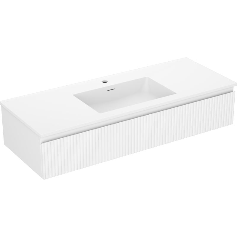 Mexen Rivel dulap baie 120 cm cu chiuvetă Otis, 1 sertar, canelat, alb mat - 91A20-12023-1-BF01-W18M01