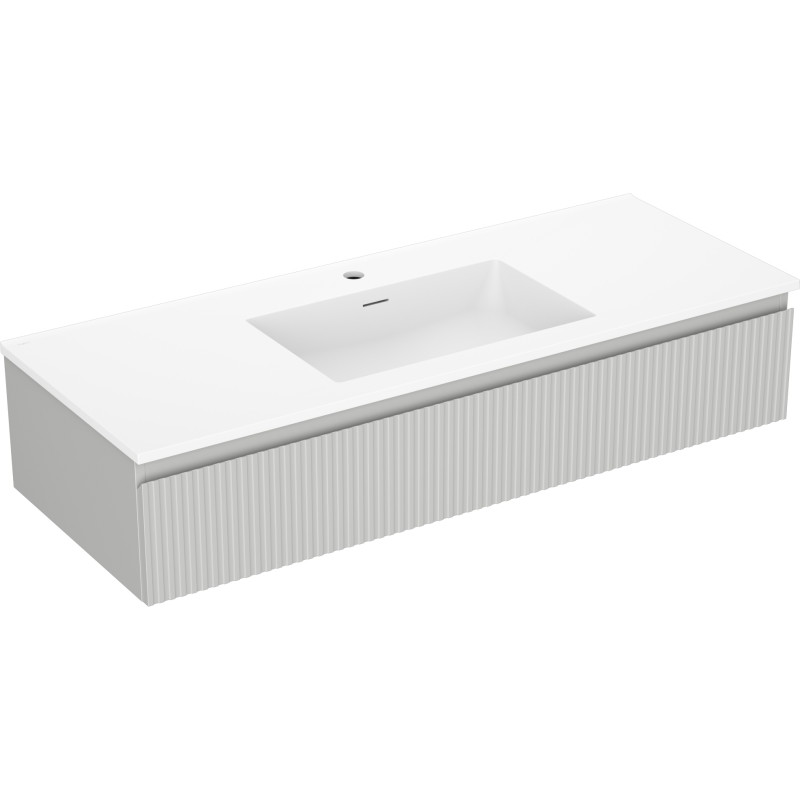 Mexen Rivel dulap baie 120 cm cu chiuvetă Otis, 1 sertar, canelat, gri mat/alb mat - 91A20-12023-1-BF62-W18M01