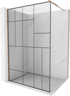 Mexen Kioto Walk-in zuhanyfal 140 x 200 cm, fekete minta 8 mm, rózsaszín arany - 800-140-101-60-78