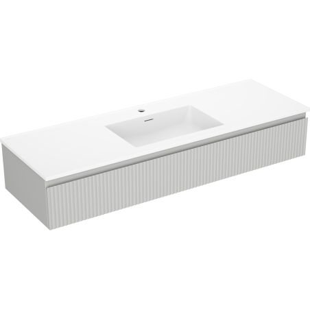 Mexen Rivel fürdőszobai szekrény 140 cm mosdóval Otis, 1 fiók, bordázott, szürke matt/fehér matt - 91A20-14023-1-BF62-W18M01
