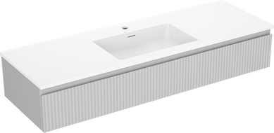 Mexen Rivel dulap baie 140 cm cu chiuvetă Otis, 1 sertar, cu șanfrenuri, gri mat/alb mat - 91A20-14023-1-BF62-W18M01
