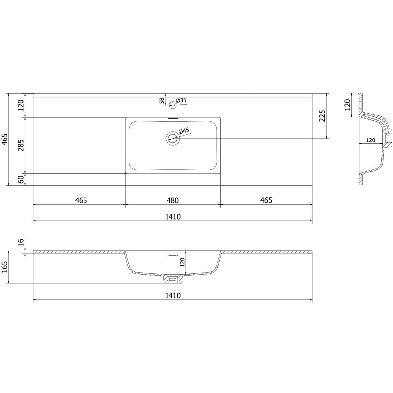 Mexen Rivel dulap baie 140 cm cu lavoar Otis, 1 sertar, striat, gri mat/alb mat - 91A20-14023-1-BF62-W18M01