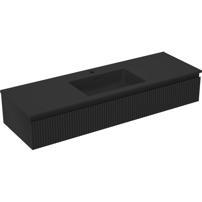 Mexen Rivel dulap de baie 140 cm cu lavoar Otis, 1 sertar, canelat, negru mat - 91A20-14023-1-BF71-W18M71