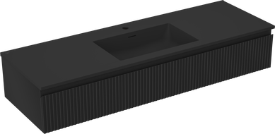 Mexen Rivel dulap de baie 140 cm cu lavoar Otis, 1 sertar, canelat, negru mat - 91A20-14023-1-BF71-W18M71