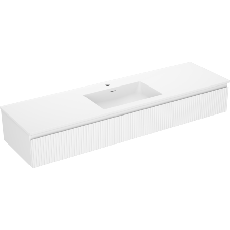 Mexen Rivel dulap baie 160 cm cu lavoar Otis, 1 sertar, canelat, alb mat - 91A20-16023-1-BF01-W18M01