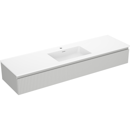 Dulap de baie Mexen Rivel 160 cm cu chiuvetă Otis, 1 sertar, canelată, gri mat/alb mat - 91A20-16023-1-BF62-W18M01