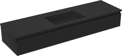 Mexen Rivel dulap baie 160 cm cu chiuvetă Otis, 1 sertar, riflat, negru mat - 91A20-16023-1-BF71-W18M71