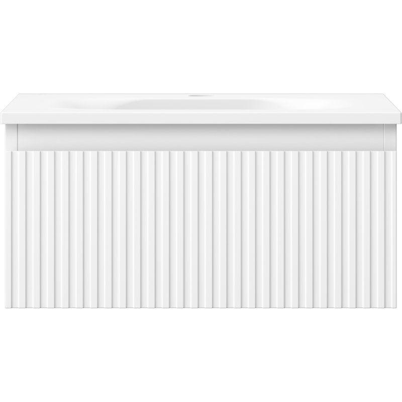 Mexen Rivel dulap baie 50 cm cu lavoar Vela, 1 sertar, canelat, alb mat - 91A20-05023-1-BF01-W23M01